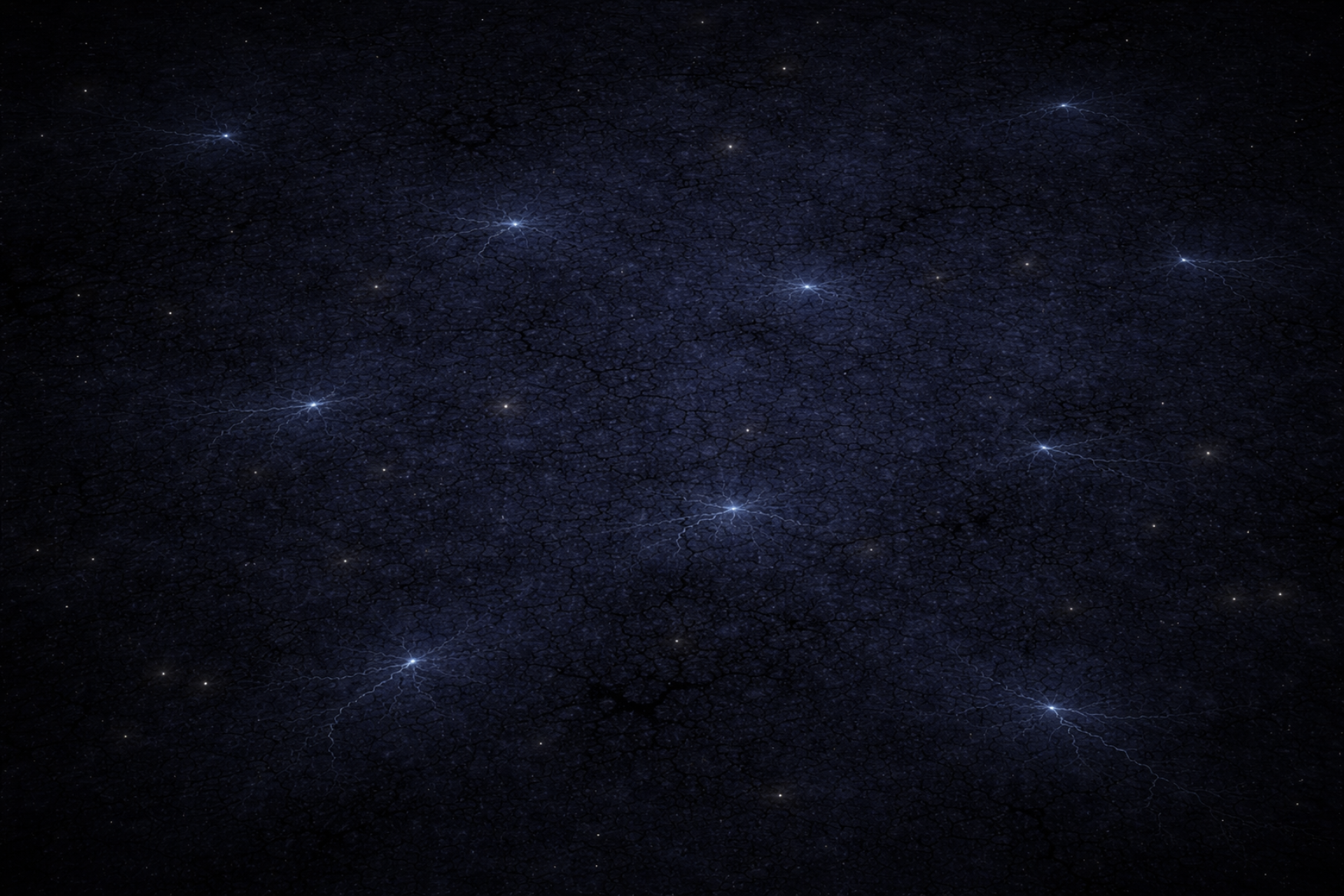 Faint blue-white branching networks cross a dark, star-like field.